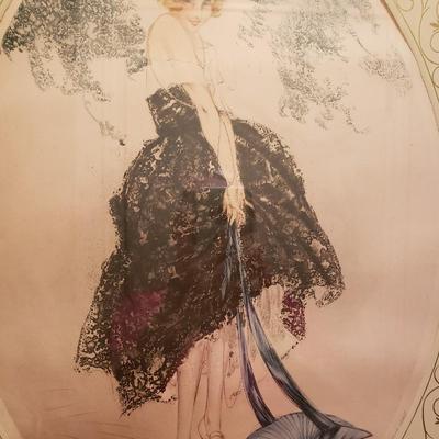 Framed Antique Louis Icart Print, signed