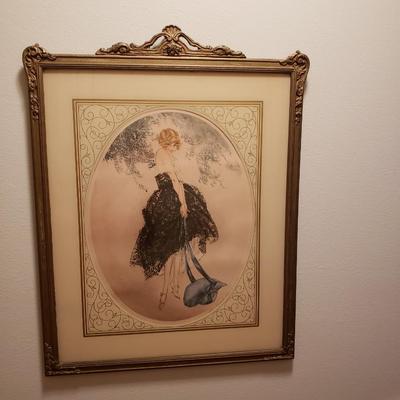 Framed Antique Louis Icart Print, signed