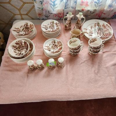 Vintage Lot of Nasco Sayonara China Plates, Bowls, Cups, Shakers,