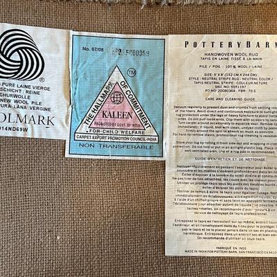 POTTERYBARN WOOL RUG 5X8