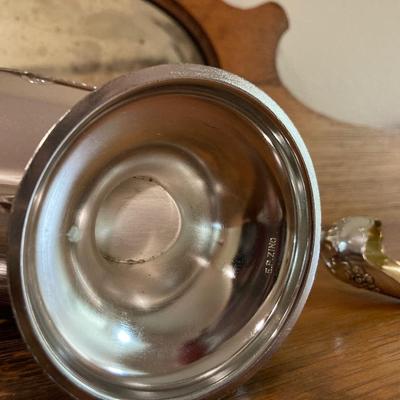 Vintage silver electroplate sugar scuttle with scoop