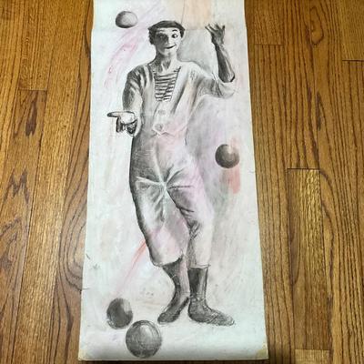 1707 Vintage Watercolor of Juggler by Marlen Binder