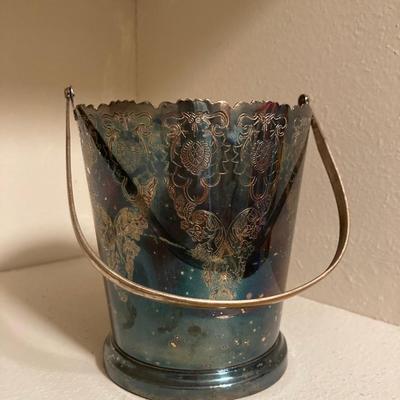 Vintage silver plate handled bucket