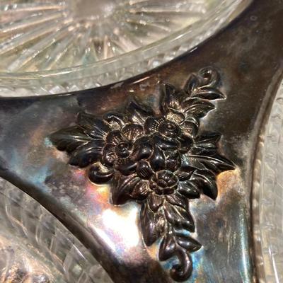 Vintage silver plate covered compote  and divided serving dish with spoon