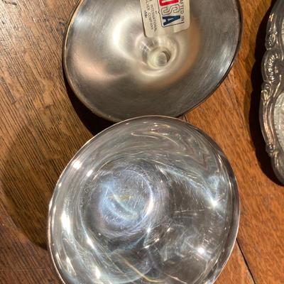 Vintage silver plate covered compote  and divided serving dish with spoon