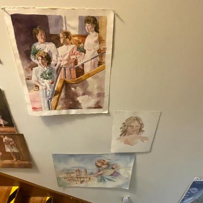 1720 Three Unframed Watercolors by Marlen Binder