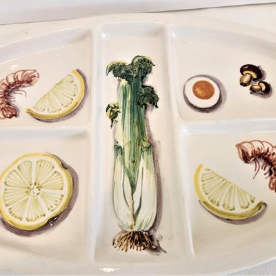 Lot #5  Lovely Crudite Dish - Shrimp, Lemon, Celery motif