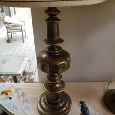 Lot of 2 Vintage Ethan Allen Brass Lamps with shades