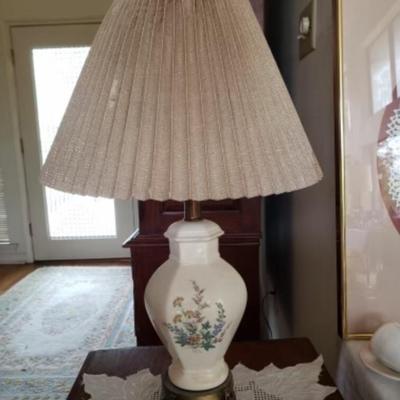 Floral Ginger Jar style lamp with metal base & paper shade