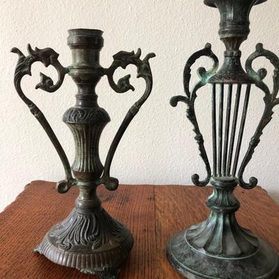 Five vintage candle holders unusual designs