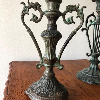 Five vintage candle holders unusual designs