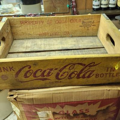 Vintage 1960 Yellow Coke Coca-cola Wood Crate Case
