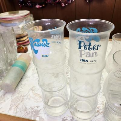 Lot of 8 Vintage 1970's  Peter Pan, Kapok Tree Inns Drink Glasses