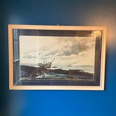 005 Framed Print of Schooner Aground by Andrew Wyeth