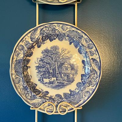 006 Set of 5 Blue and White Transfer ware Plates by Spode Blue Room Collection