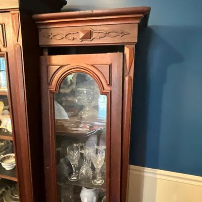 011 Antique Victorian 4 Section Glass Cabinet