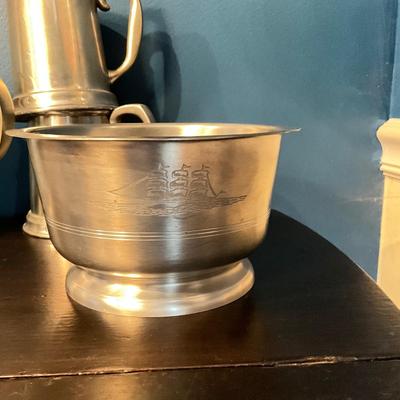 029 Stieff "The Smithsonian Series" & Williamsburgs Pewter Mugs and Bowl