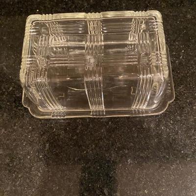 Hazel Atlas vintage crisscross butter dish