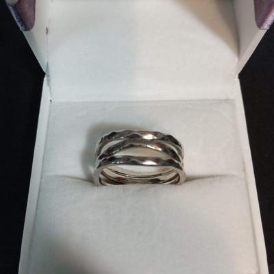 STACKED WAVY STERLING SILVER BANDS