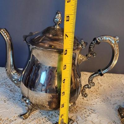 Lot 41: Vintage Silverplate Footed Tray and Coffee Pot