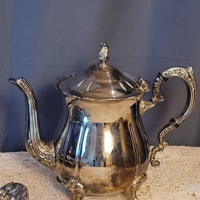 Lot 41: Vintage Silverplate Footed Tray and Coffee Pot