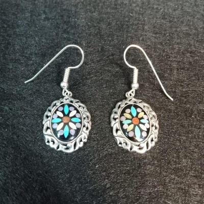 STERLING SILVER EARRINGS WITH TURQUOISE ACCENTS