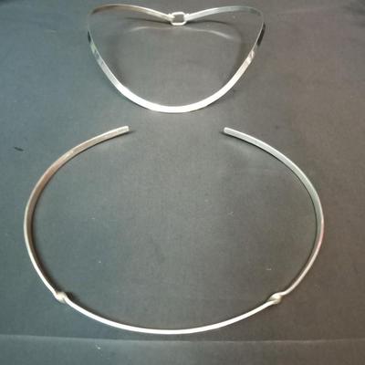 STERLING SILVER AND SILVER TONE NECK TORQUES/COLLARS