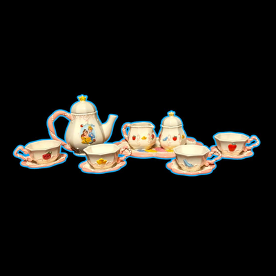 2003 12 Piece Fine Ceramic Disney Princess Tea Set - Mint Condition