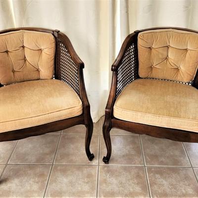 Lot #14  Nice Pair of Vintage Cane-Backed Arm Chairs