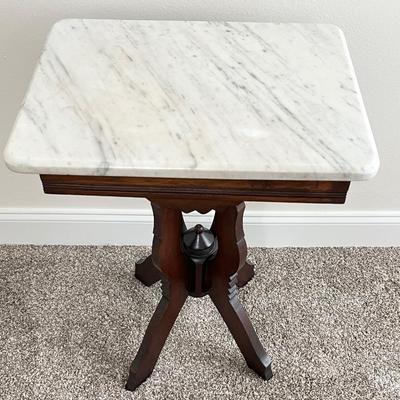 Antique Victorian Carrera Marble Top Side Table