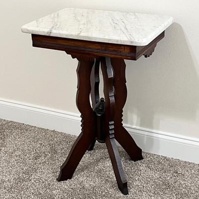 Antique Victorian Carrera Marble Top Side Table