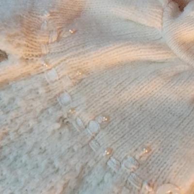 Lot 83: Vintage Little Girls White Sweater, Socks & Bonnets