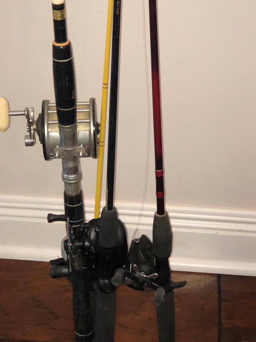 Penn 67 Long Beach” deep sea rod plus 3 additional rods and reels.