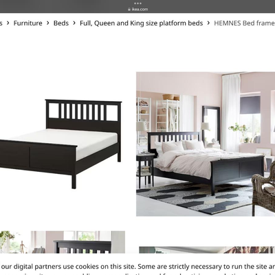Ikea Queen Size Dark Gray Head Board 65"W  47"H and Foot Board 26"H side boards and all boards to complete the frame