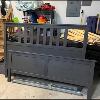 Ikea Queen Size Dark Gray Head Board 65"W  47"H and Foot Board 26"H side boards and all boards to complete the frame