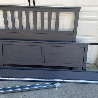 Ikea Queen Size Dark Gray Head Board 65"W  47"H and Foot Board 26"H side boards and all boards to complete the frame
