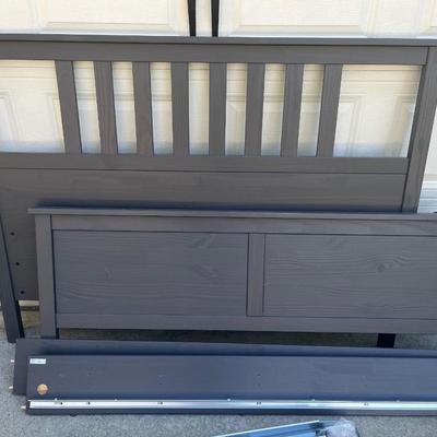Ikea Queen Size Dark Gray Head Board 65"W  47"H and Foot Board 26"H side boards and all boards to complete the frame