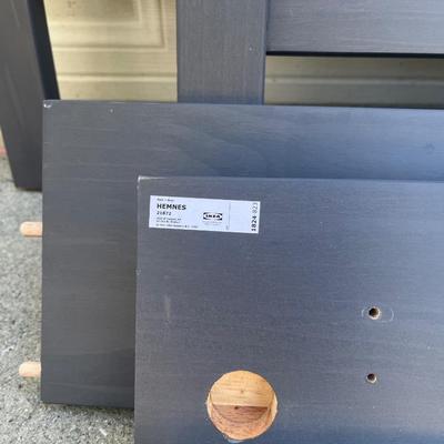 Ikea Queen Size Dark Gray Head Board 65"W  47"H and Foot Board 26"H side boards and all boards to complete the frame
