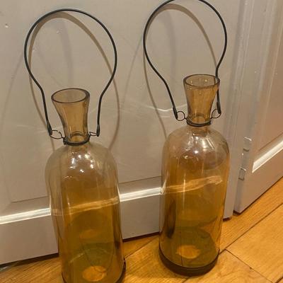 Amber Glass Lanterns with metal handles 13