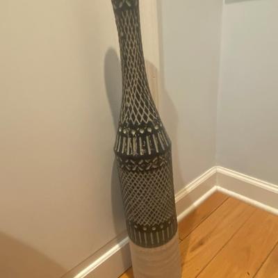 Black & Warm Tones Textured Pottery Vase 27