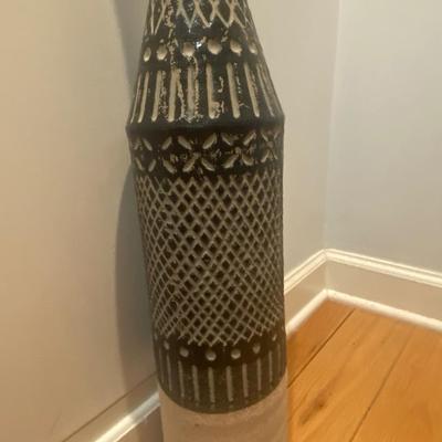 Black & Warm Tones Textured Pottery Vase 27