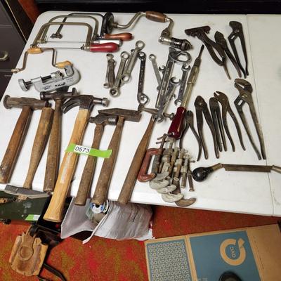 Large Lot of Mixed Tools, Hammers, C Clamps, Saws, Pliers