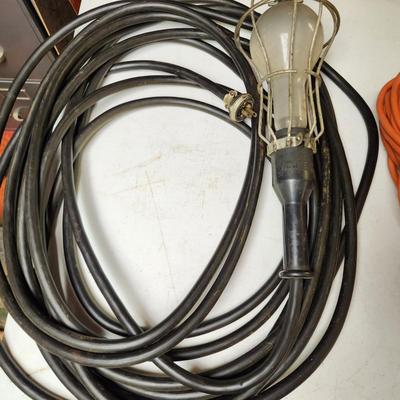 Vintage Industrial Hanging Cage Light & Long Extension Orange cord  lot 575