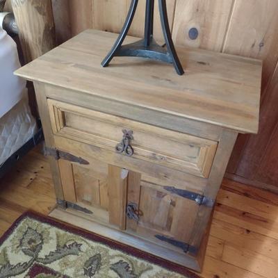 Custom Solid Natural Wood Side Table with Storage (BR2)