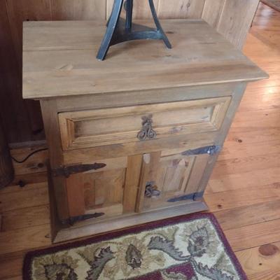 Custom Solid Natural Wood Side Table with Storage (BR2)