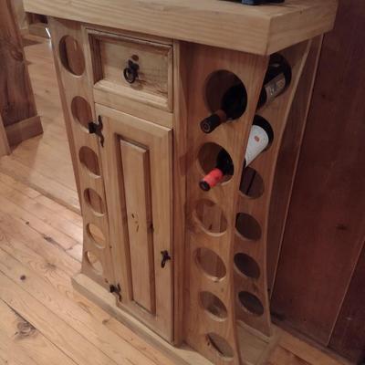Custom Solid Natural Wood Wine Cabinet (No Contents)