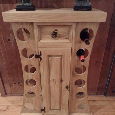 Custom Solid Natural Wood Wine Cabinet (No Contents)