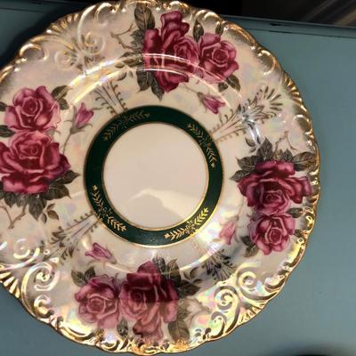 Royal Albert â€œFlower of the monthâ€ and vintage rose green gold dessert plate.