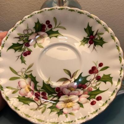 Royal Albert â€œFlower of the monthâ€ and vintage rose green gold dessert plate.