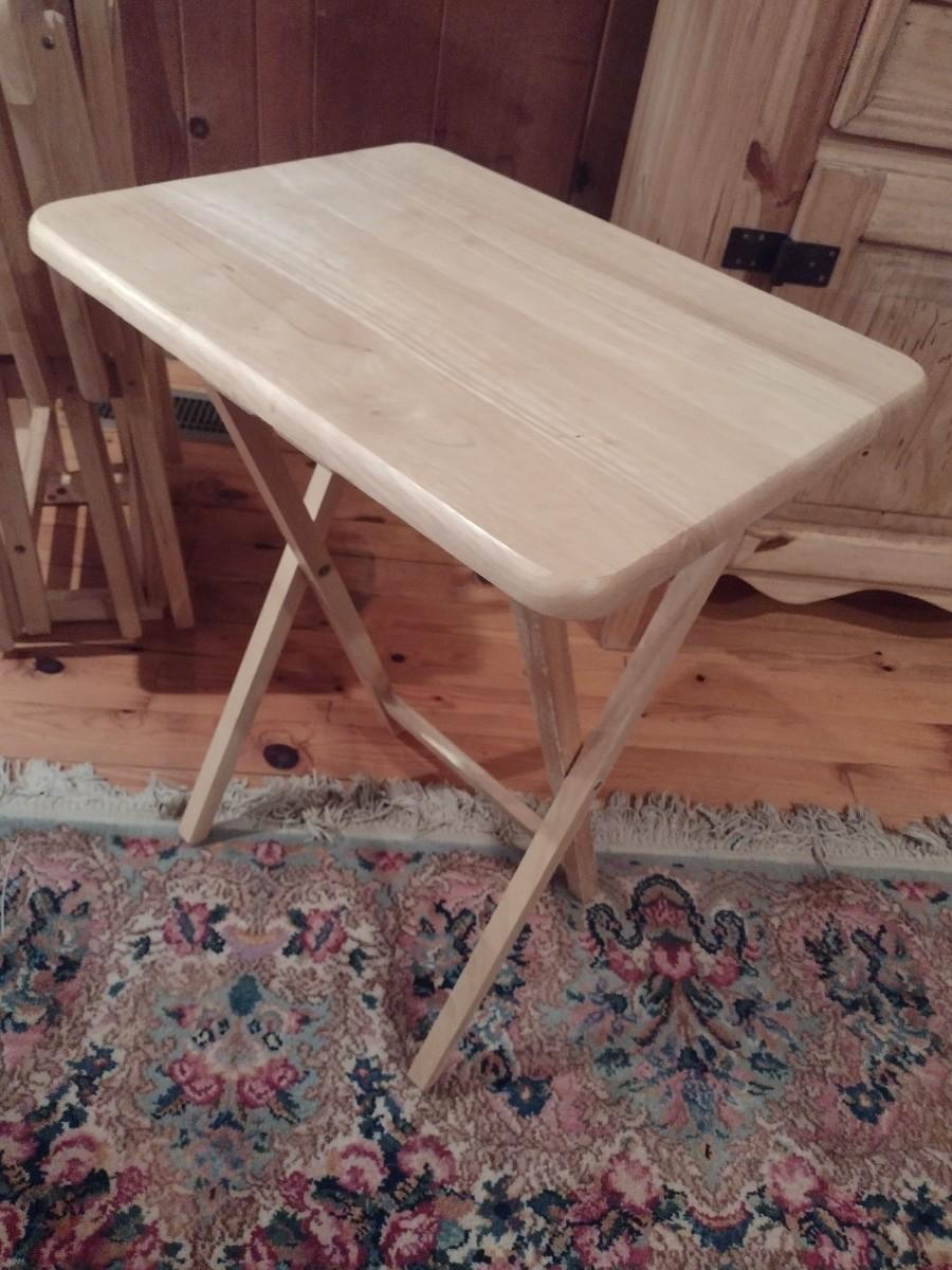 Set of Solid Wood TV Trays with Stand